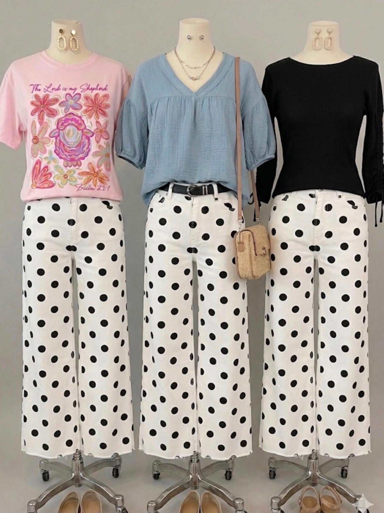 Polka Dot Denim Pant