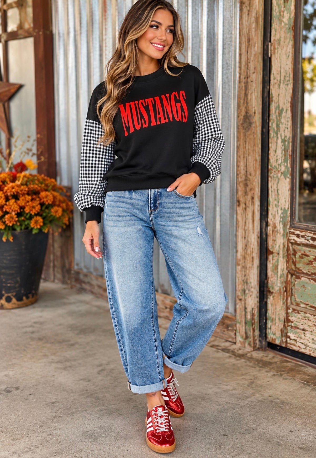 Mustang Plaid Sweatshirt