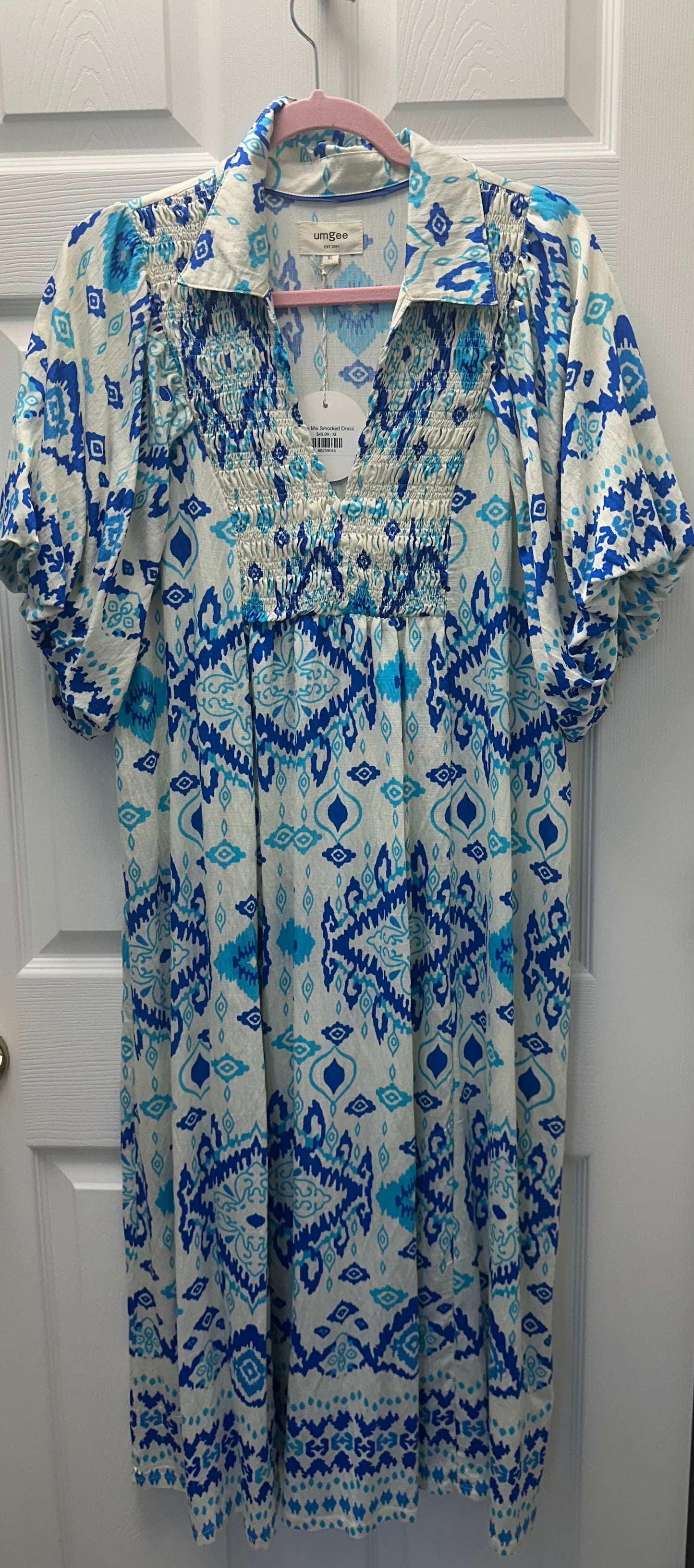 Blue Mix Smocked Dress