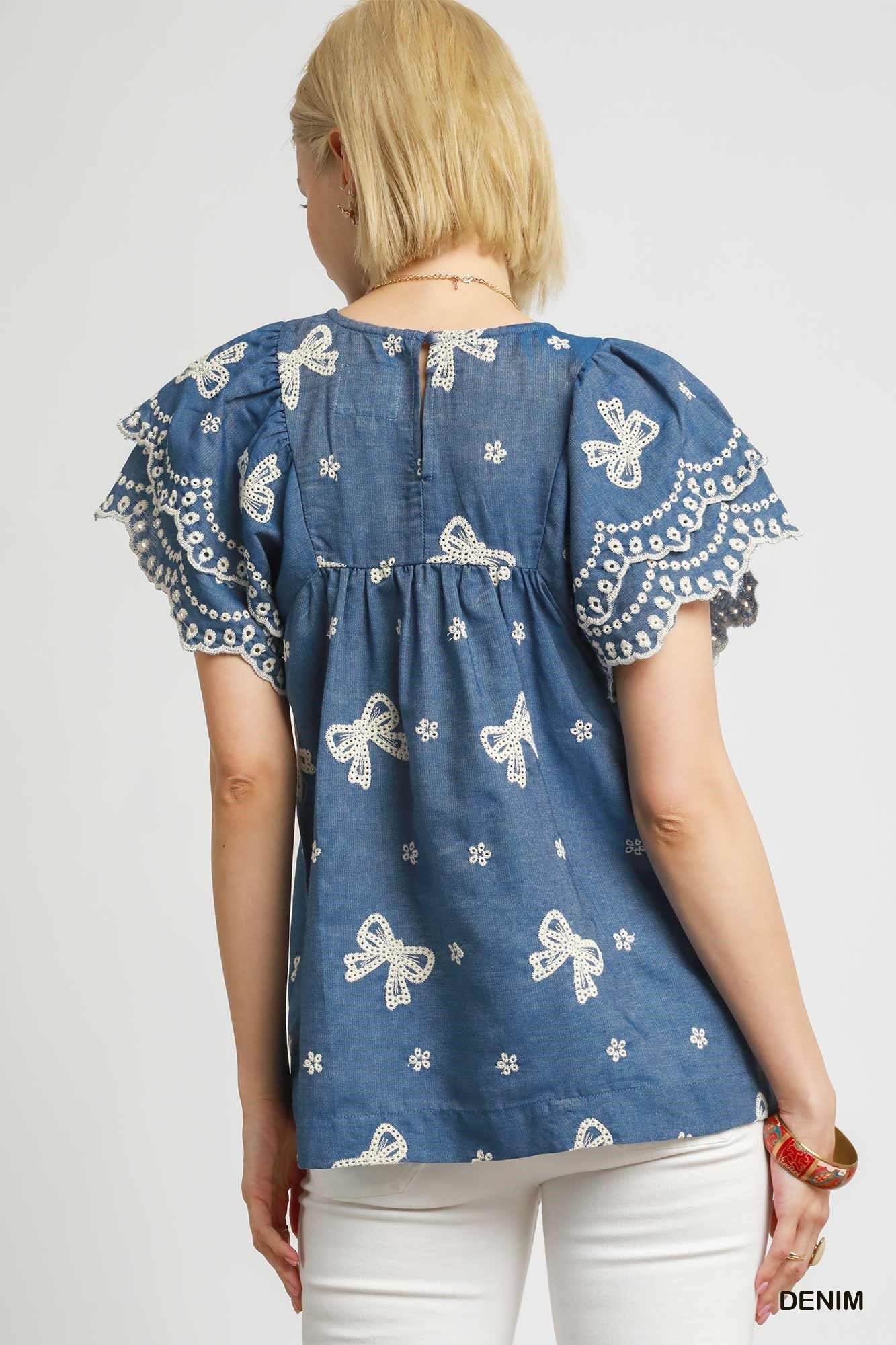 Denim & Bows Top