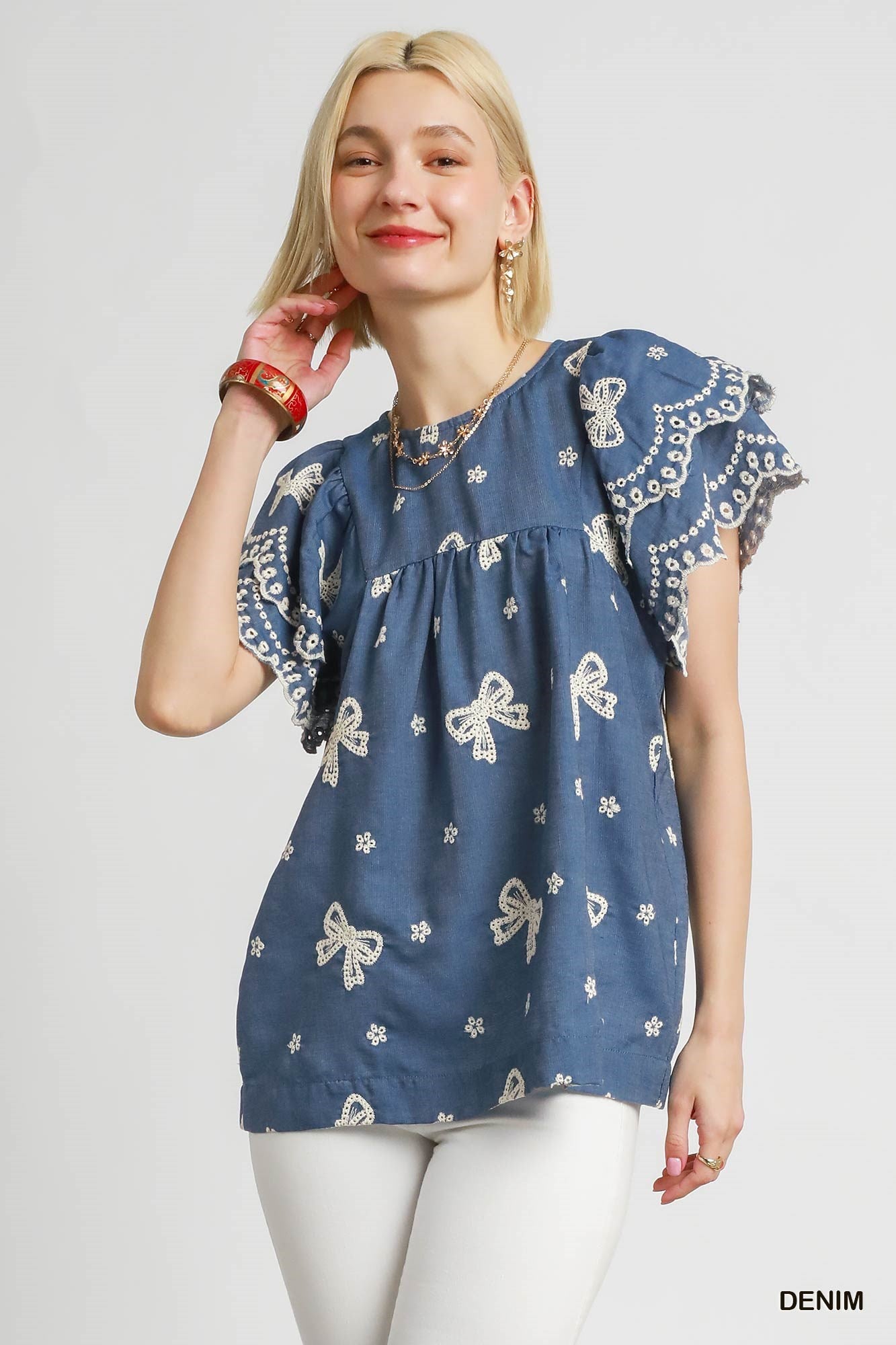 Denim & Bows Top
