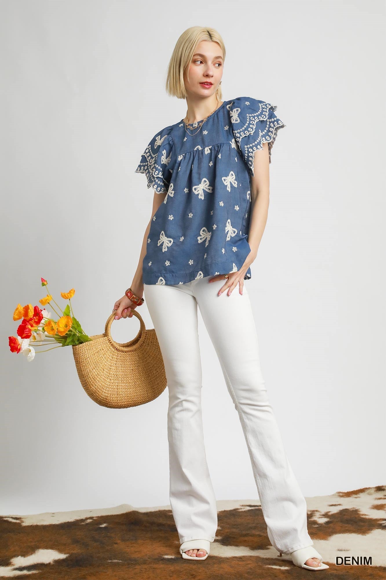 Denim & Bows Top