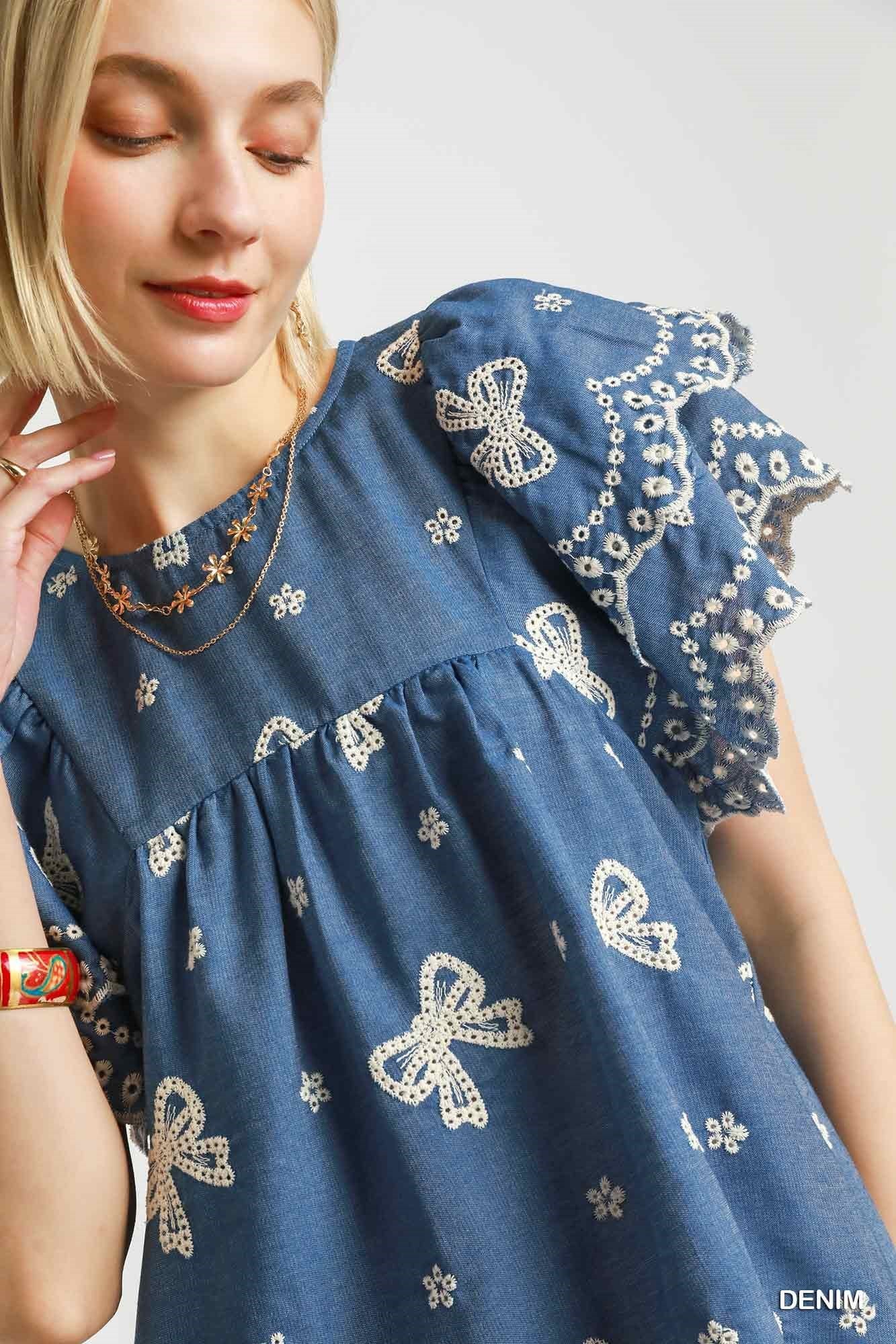 Denim & Bows Top