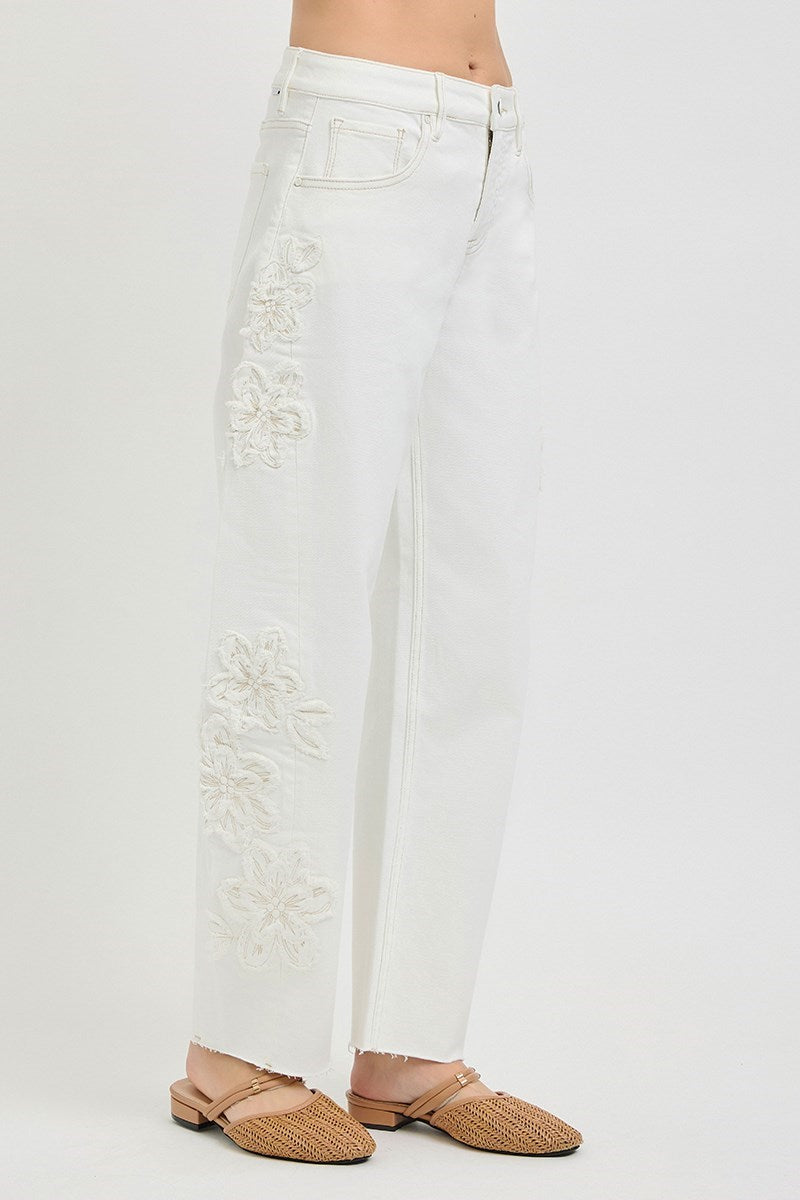 Risen Floral Patch Jeans 21581