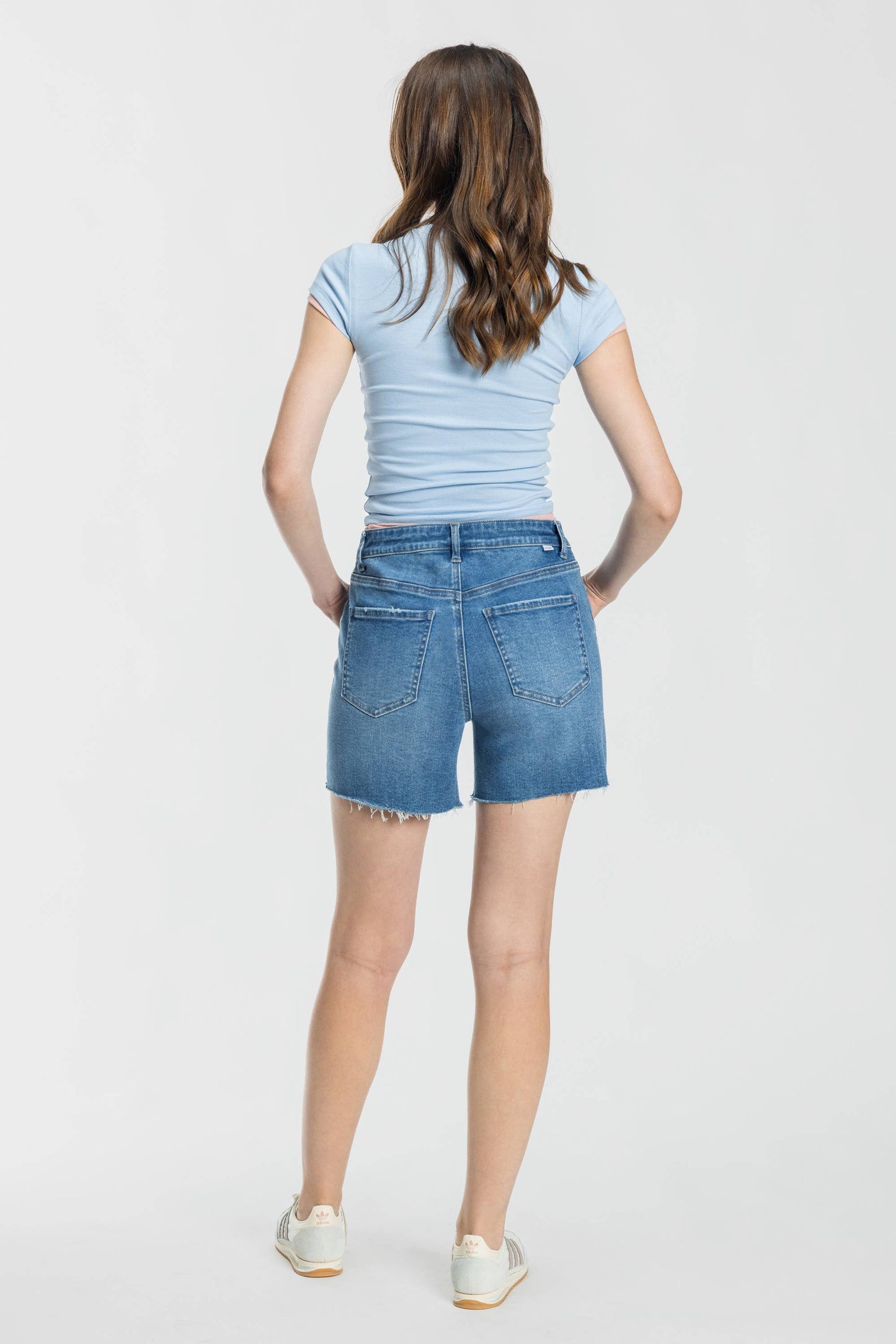 Mid Length Distressed Cut Off Shorts