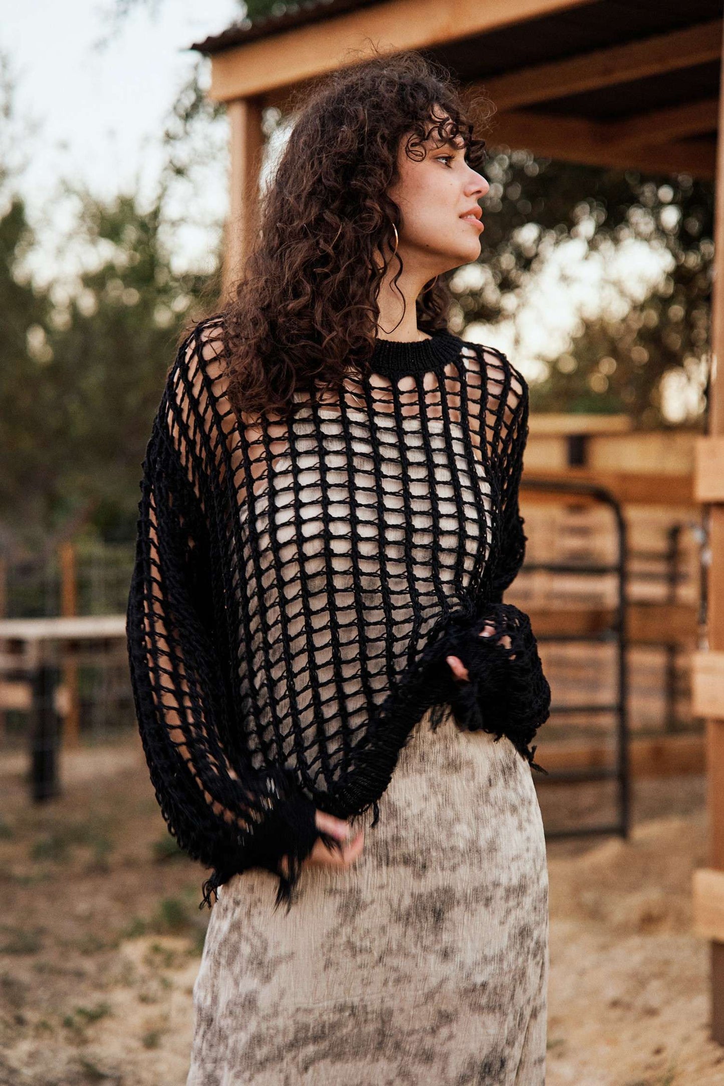 Black Fish Net Sweater