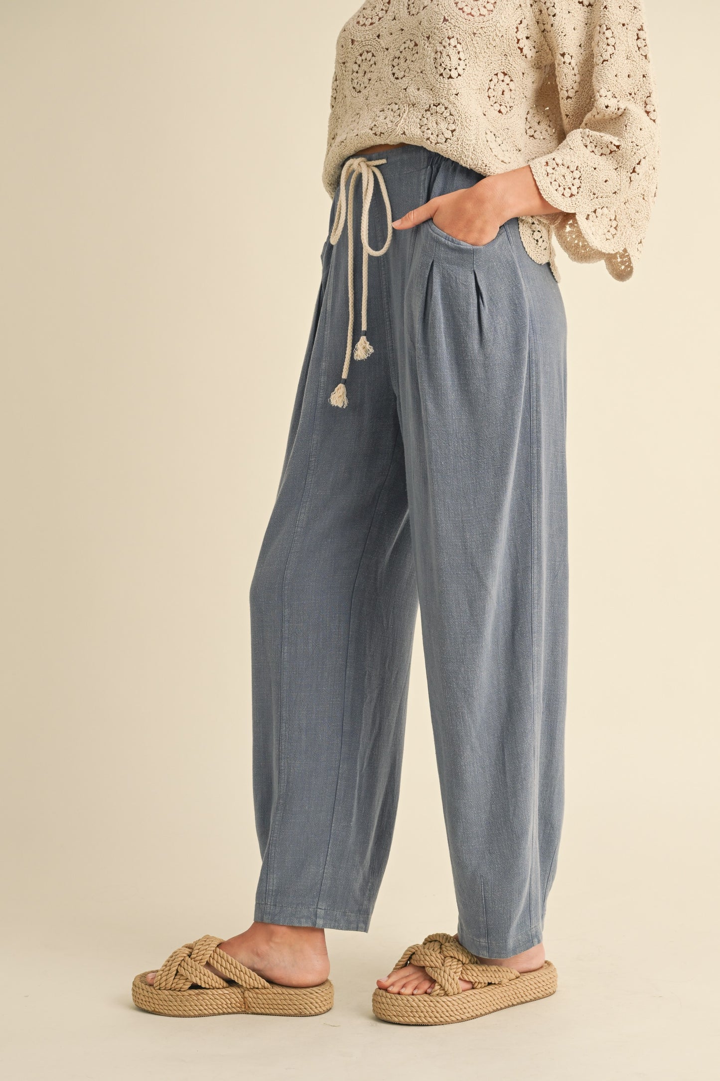 Loose Linen Barrel Pant