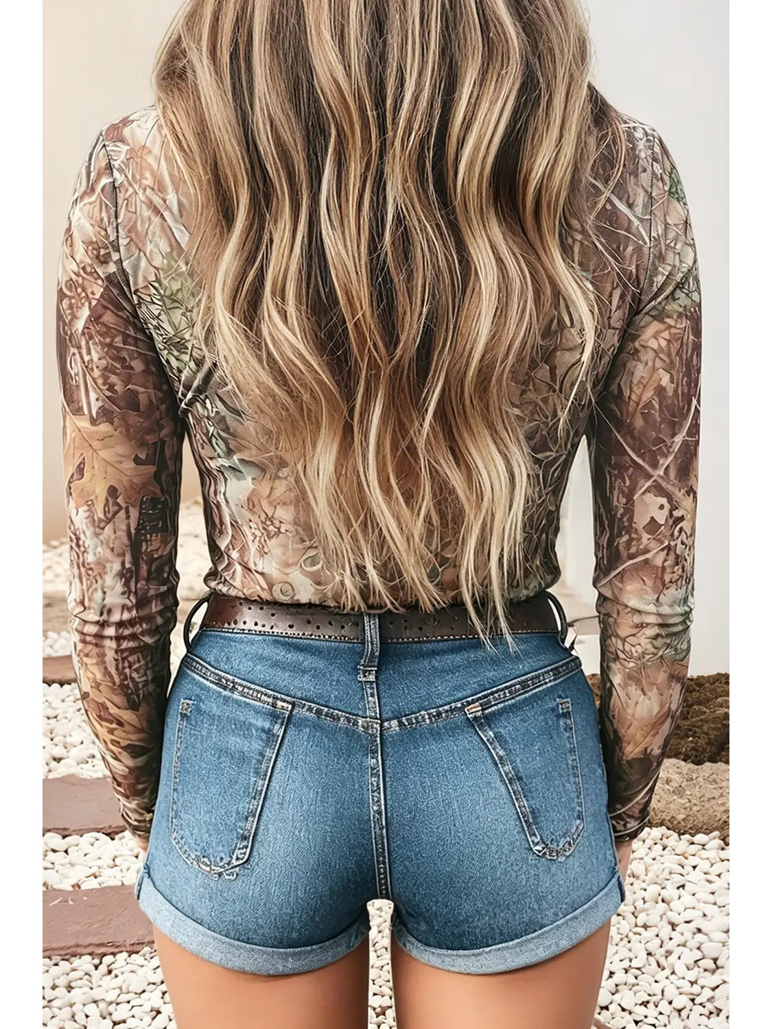 Camo Mesh Top
