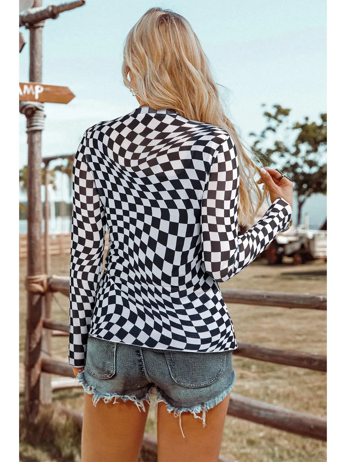 Checkered Mesh Shirt