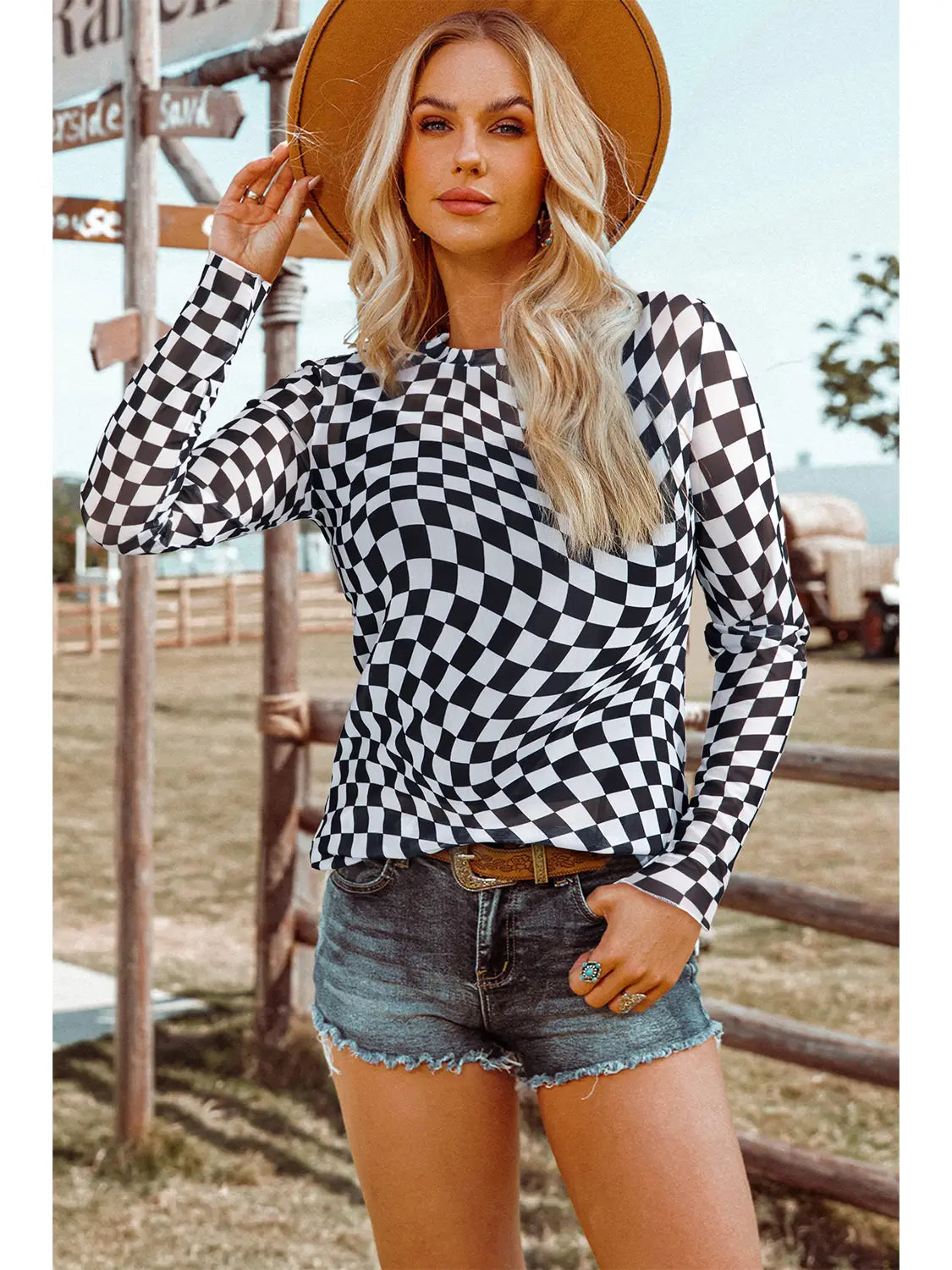 Checkered Mesh Shirt