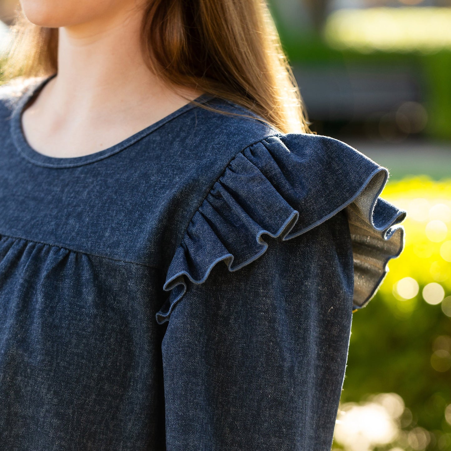 Denim Ruffle Top