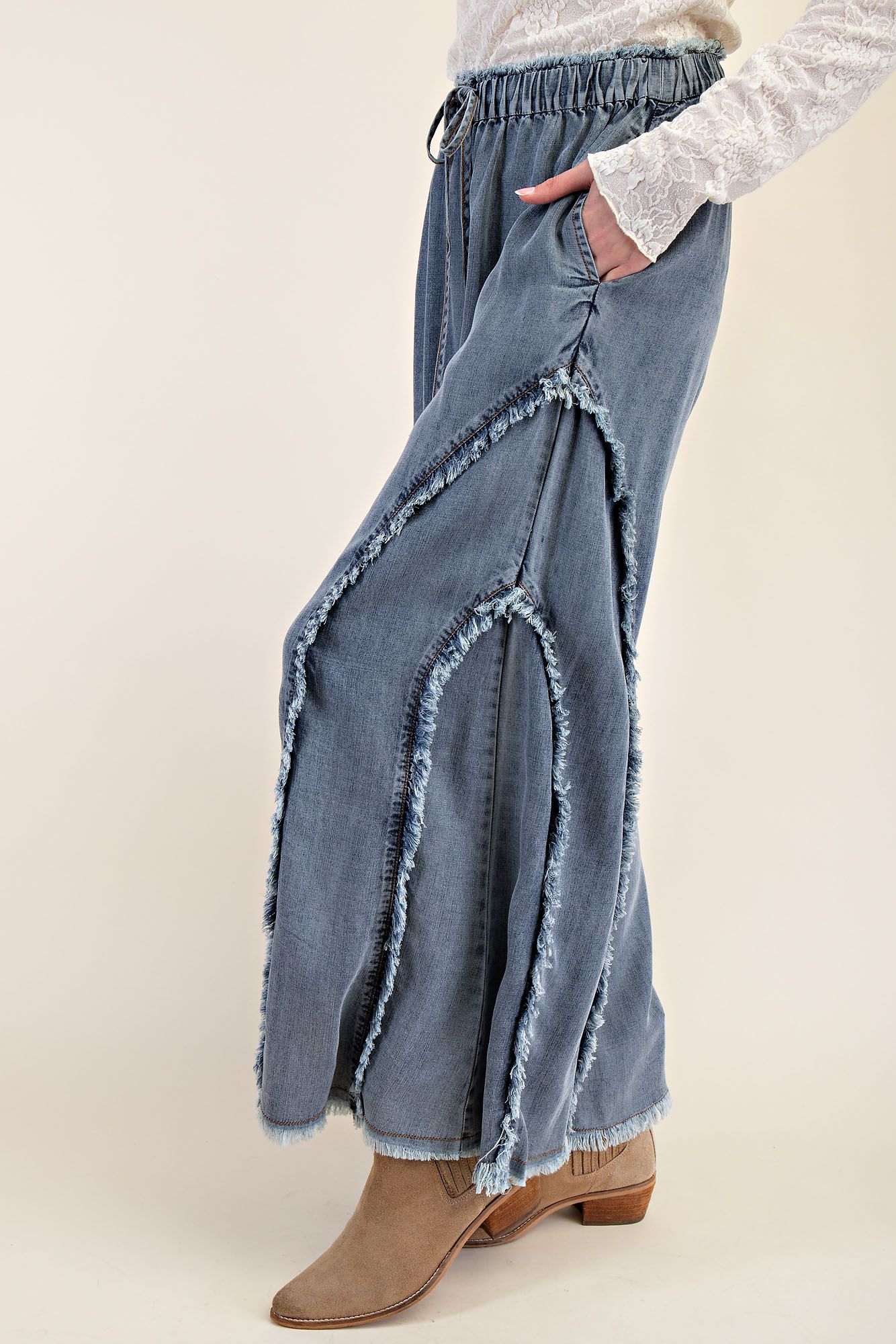 Fringed Denim Pants