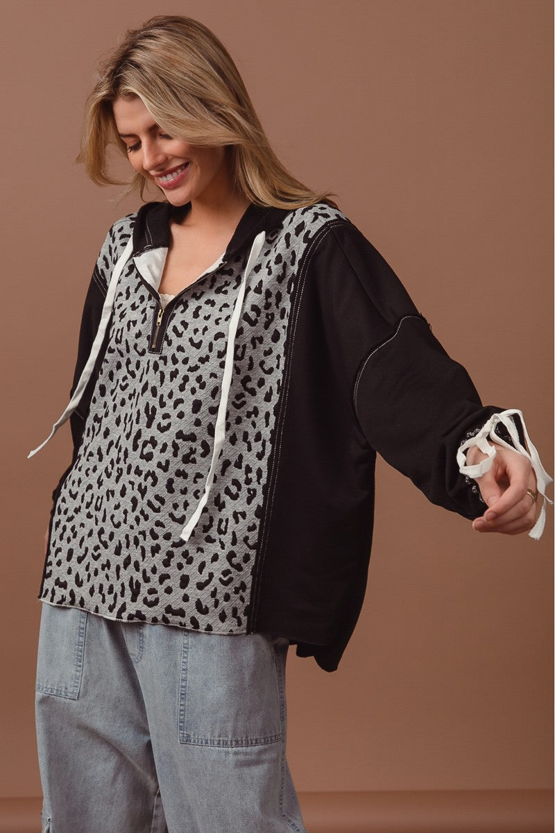 Grey Leopard Hoodie