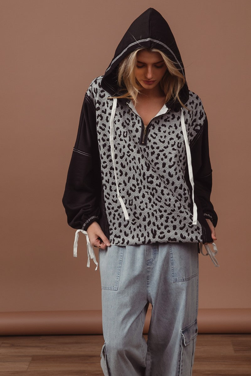 Grey Leopard Hoodie