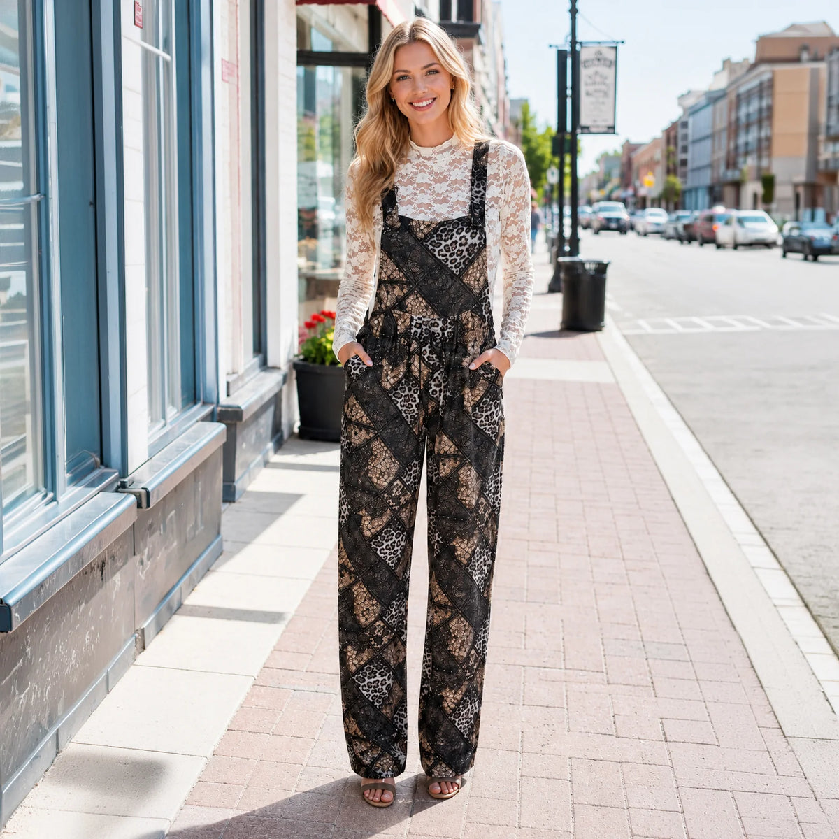 Leopard Patchwork Overalls