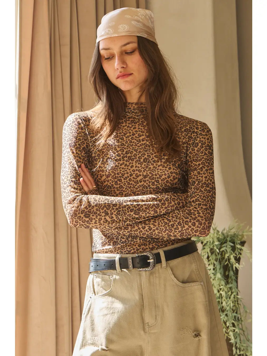 Leopard print Mesh Top