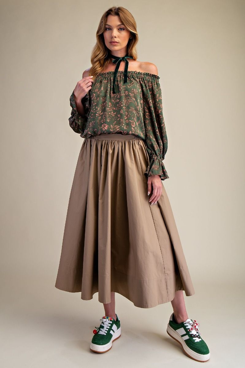 Olive Satin Top