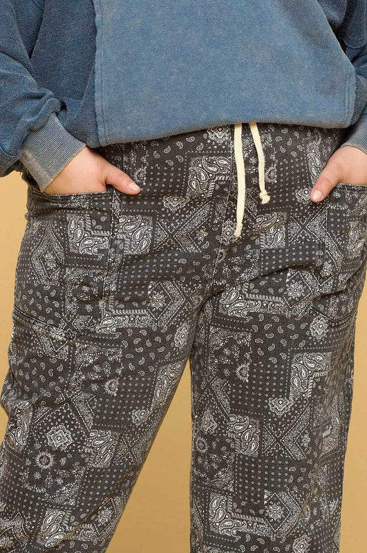 Washed Paisley Joggers