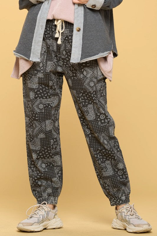 Washed Paisley Joggers