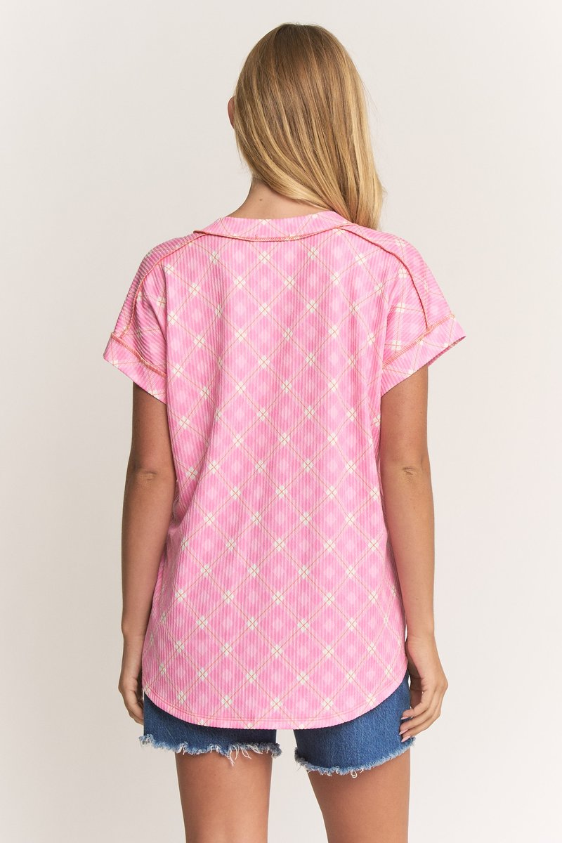 Pink Plaid Top