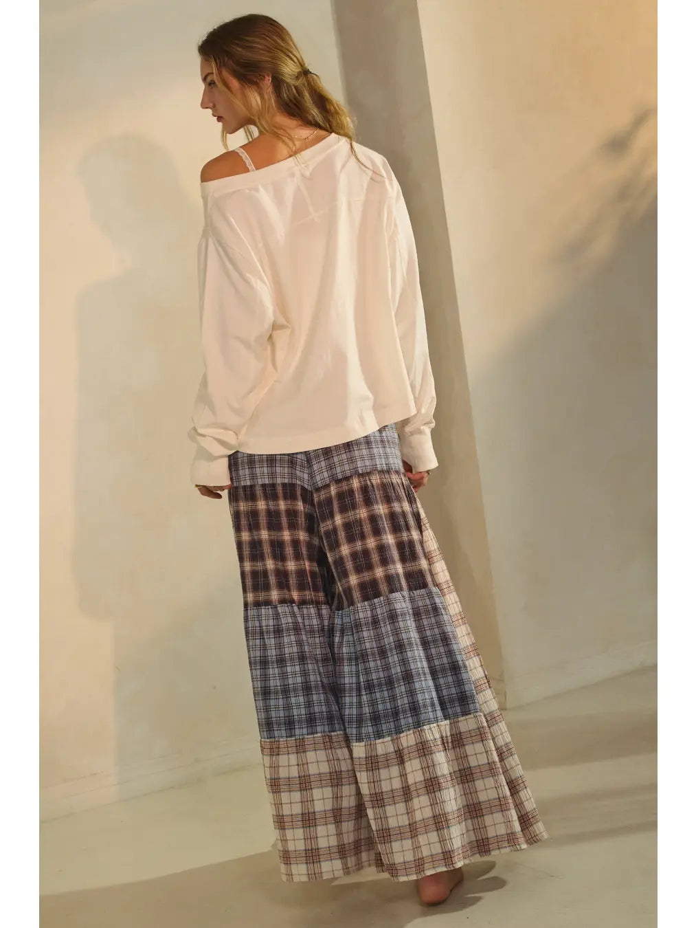 Plaid Patchwork Pant