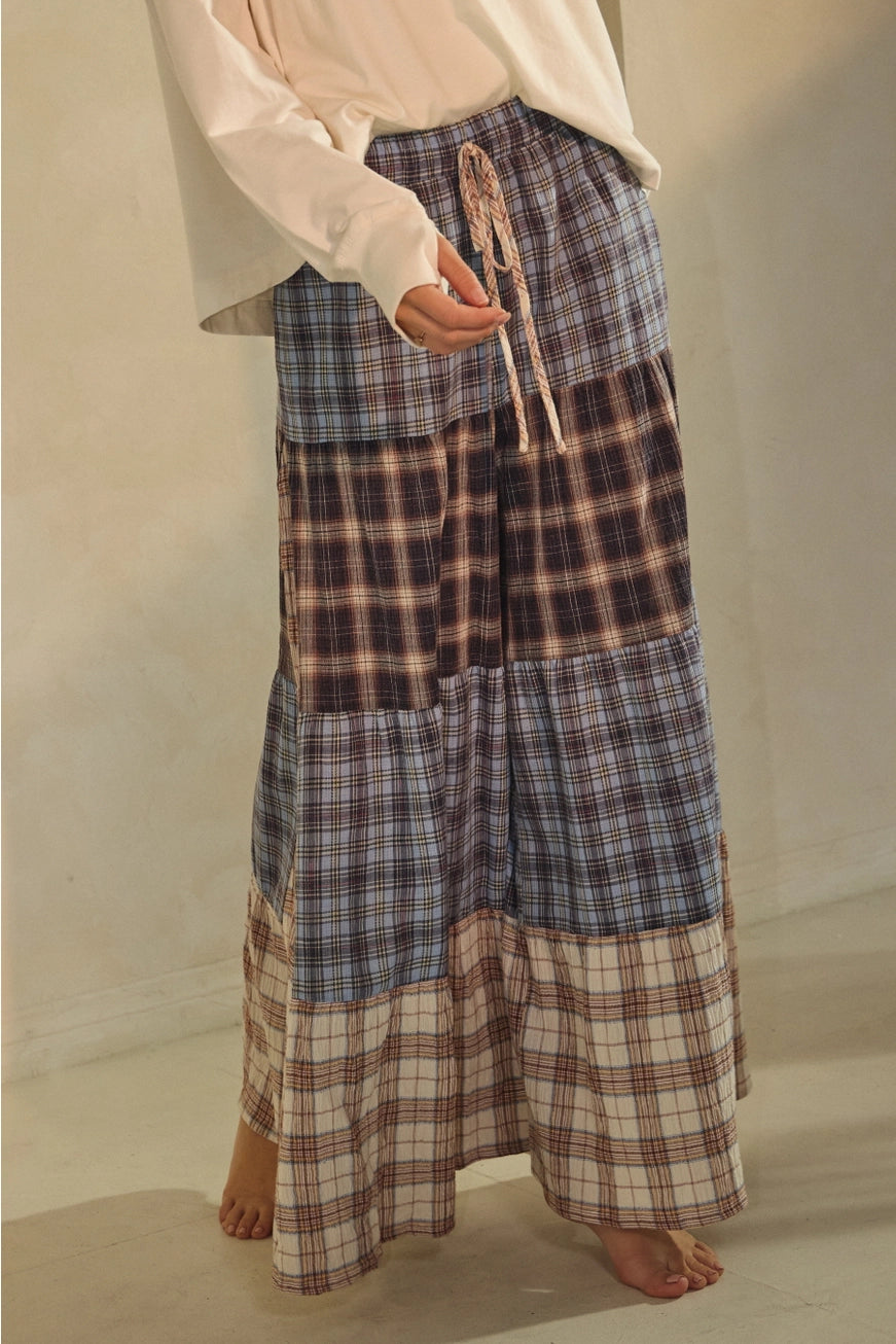 Plaid Patchwork Pant