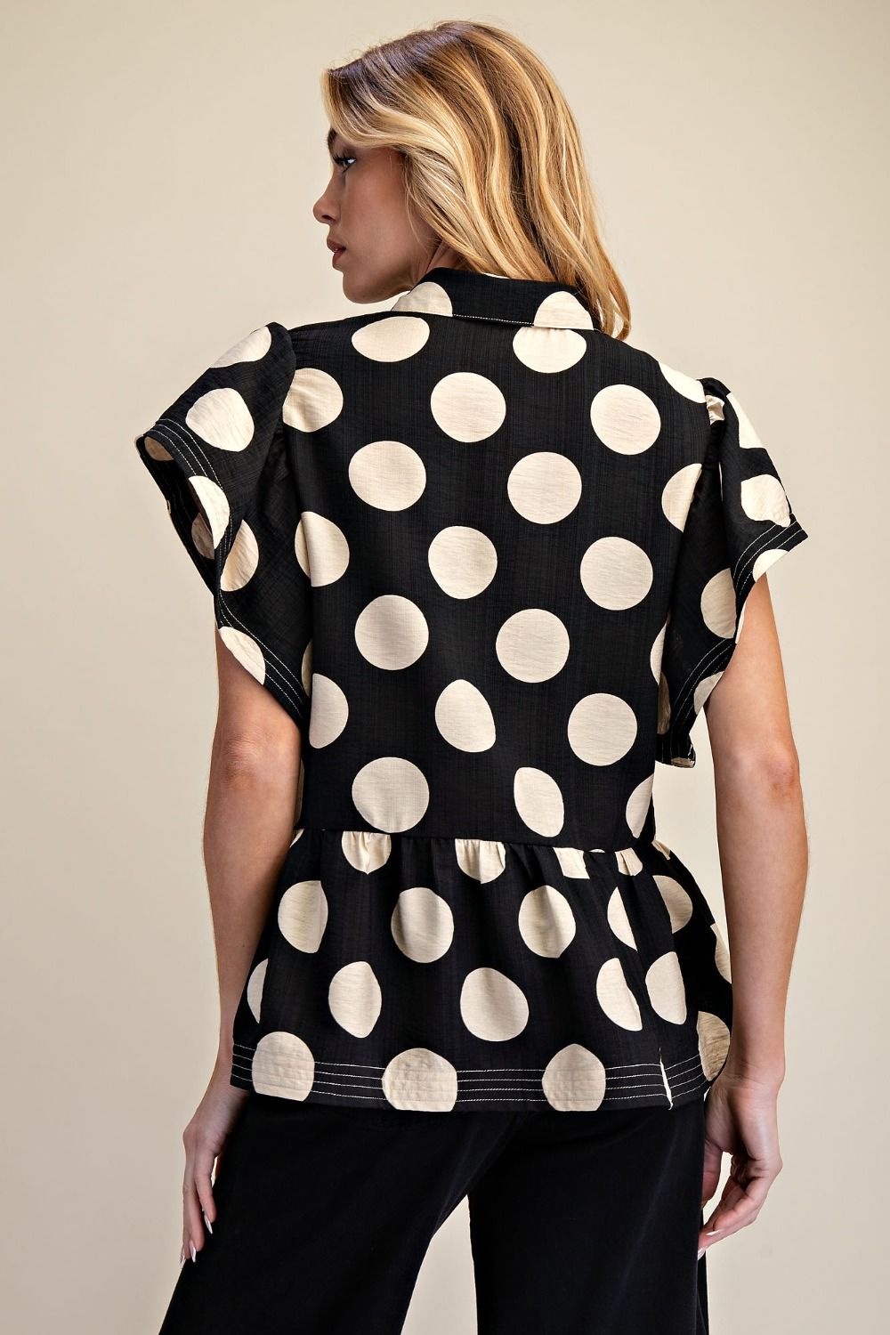 Polka Dot Ruffle Top