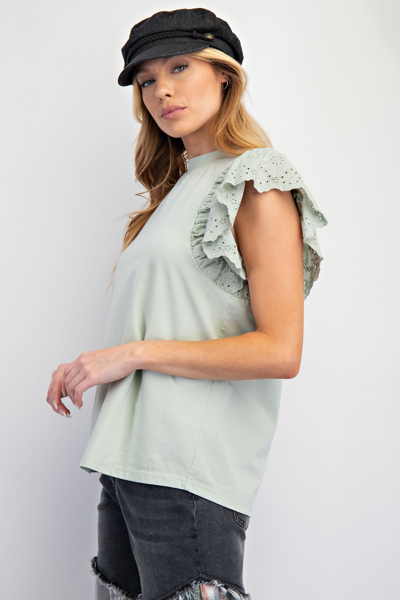 Eyelet Lace Wing Top