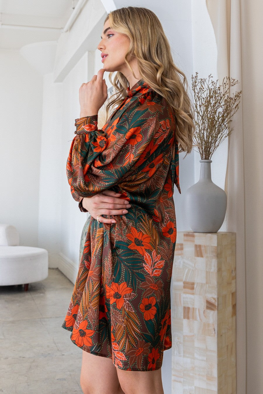 Smooth as Satin Floral Dress