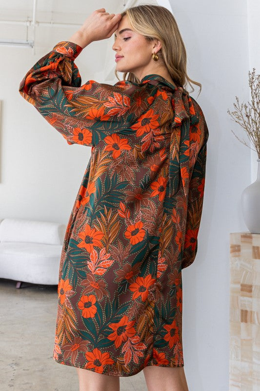 Smooth as Satin Floral Dress