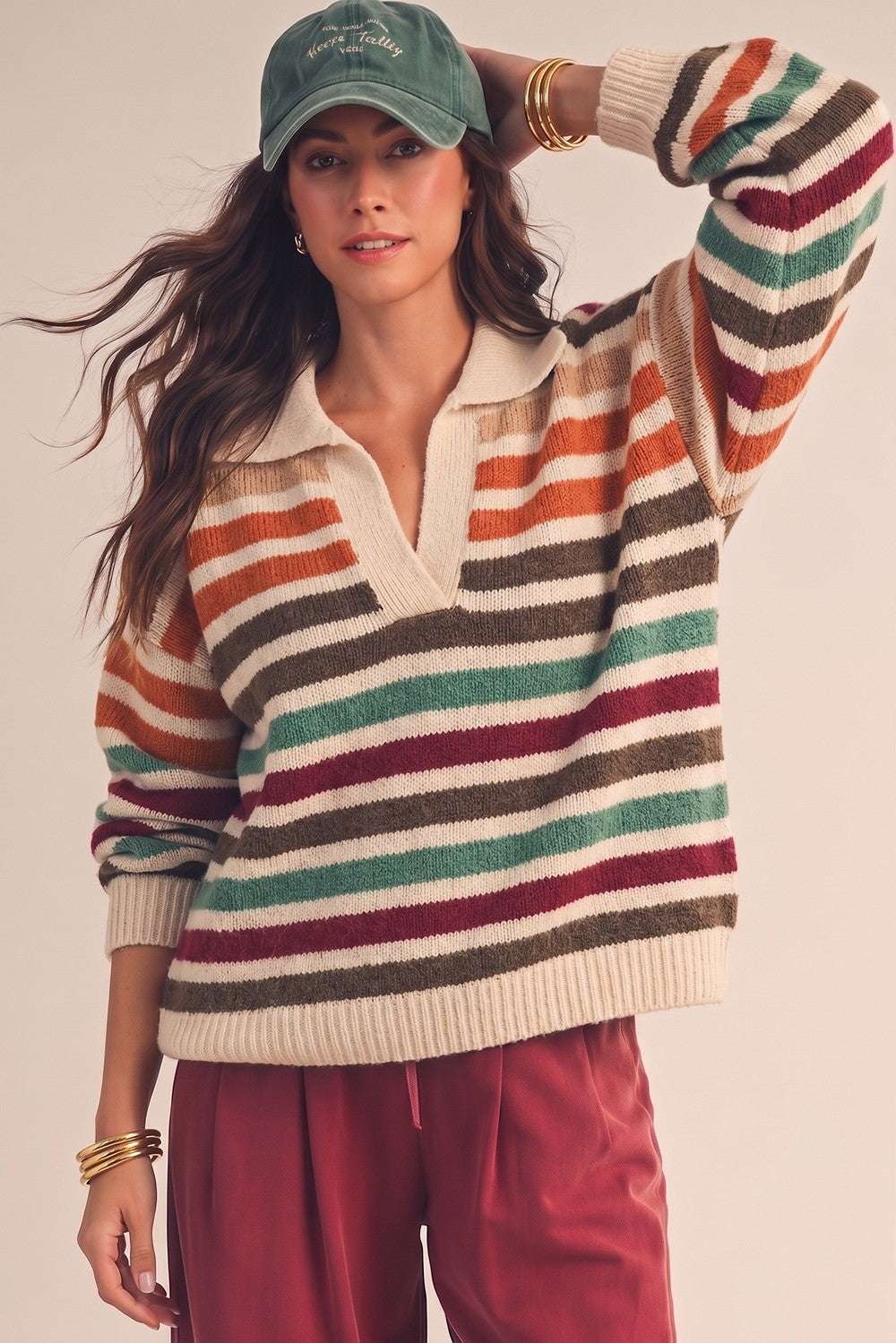 Striped Collared Sweater