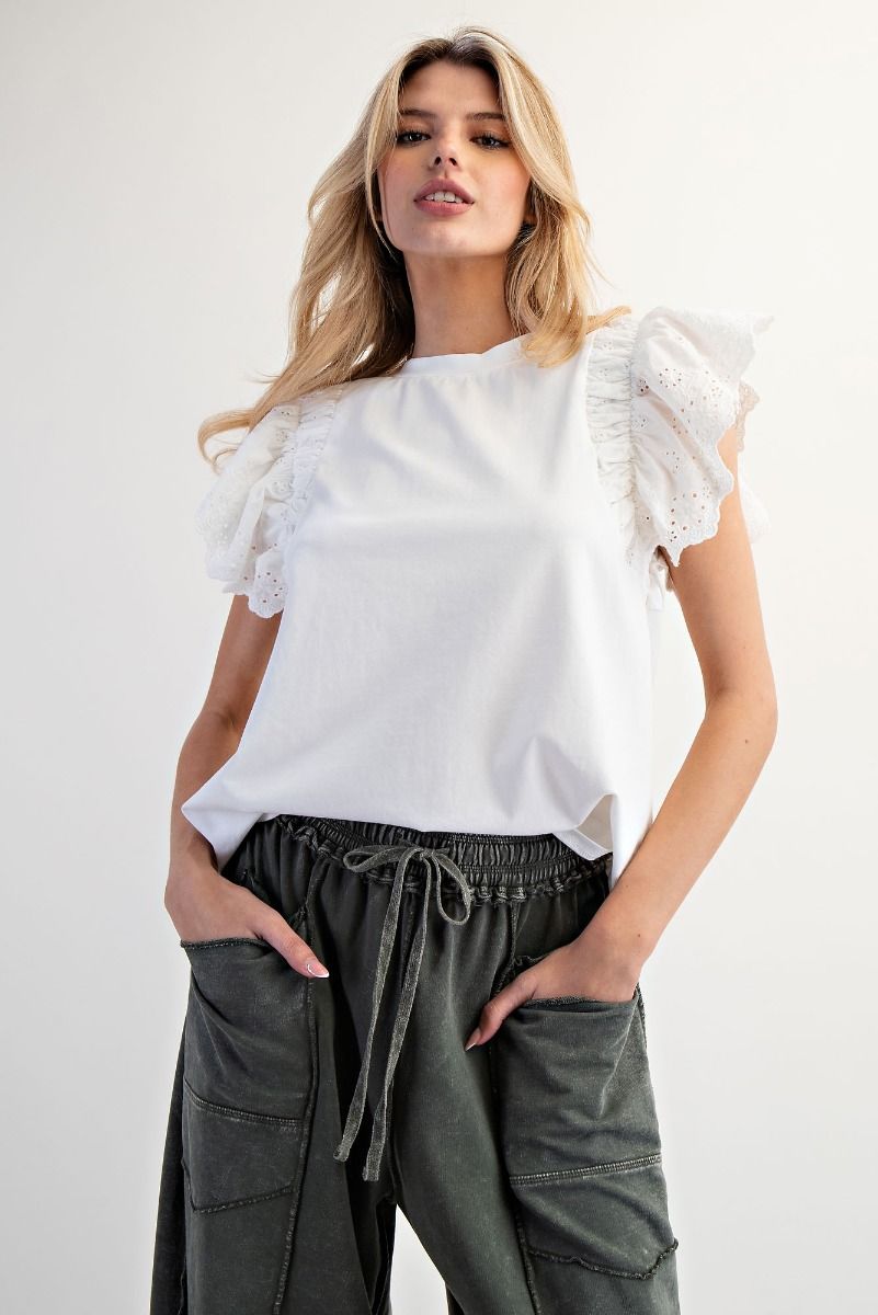 Eyelet Lace Wing Top