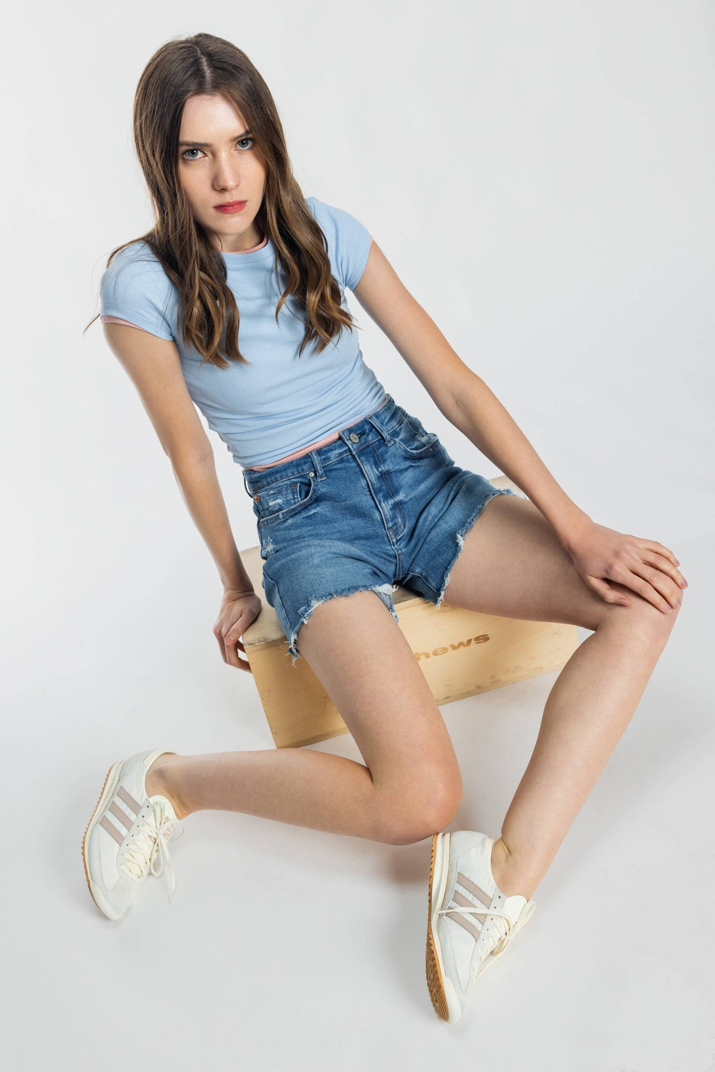Mid Length Distressed Cut Off Shorts