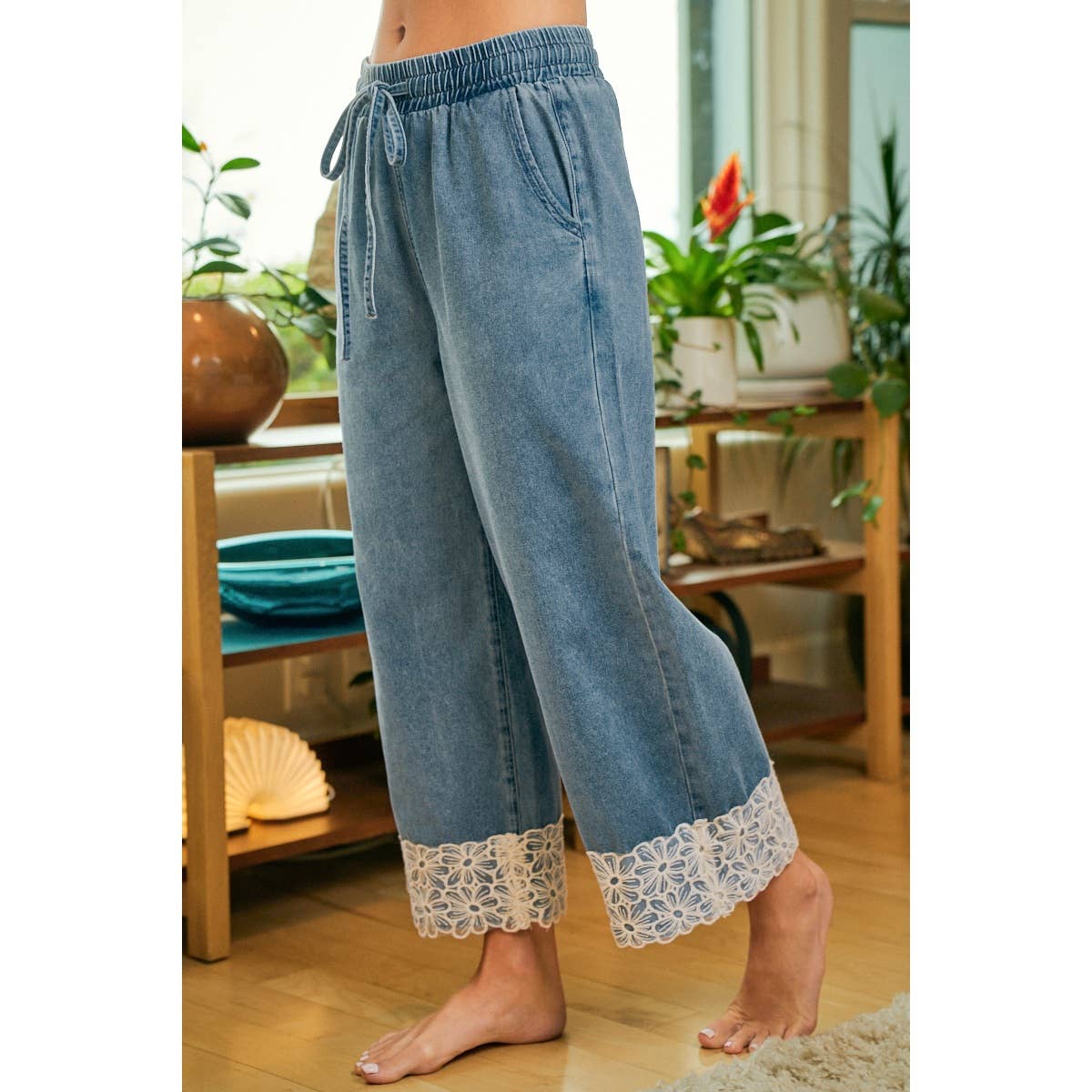 A Little Lace Denim Pant