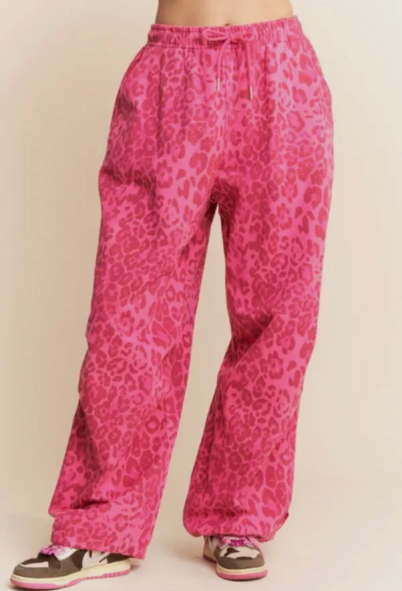 Pink Leopard Denim Joggers