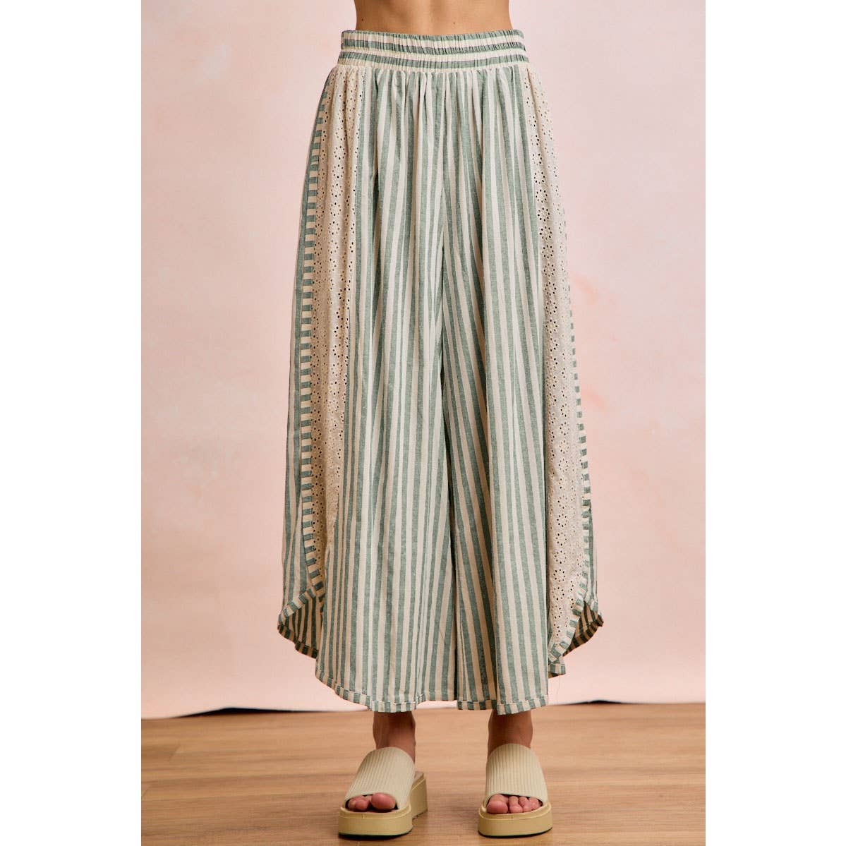 Striped Eyelet Lace Pants