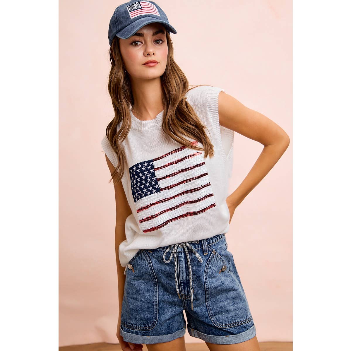 Washed Denim Drawstring Short