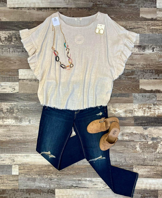 Oatmeal Frayed Top