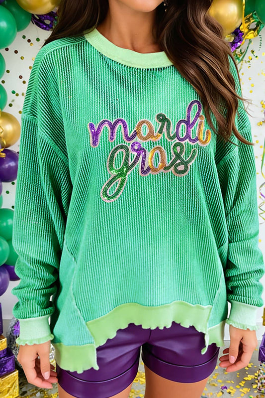 Mardi Gras Sequin Patch Top