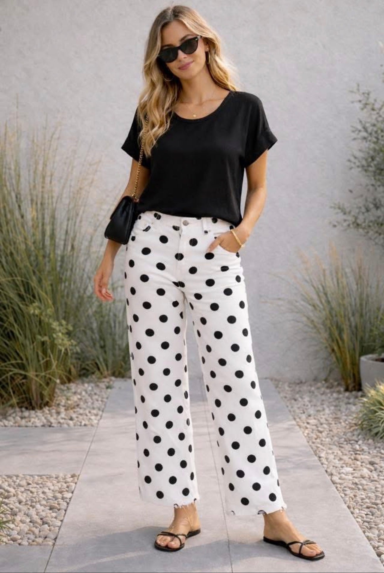 Polka Dot Denim Pant