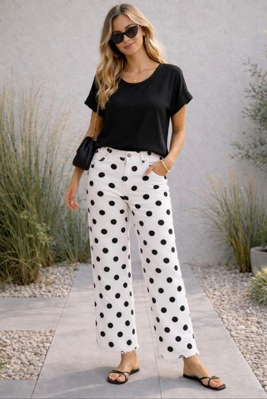 Polka Dot Denim Pant