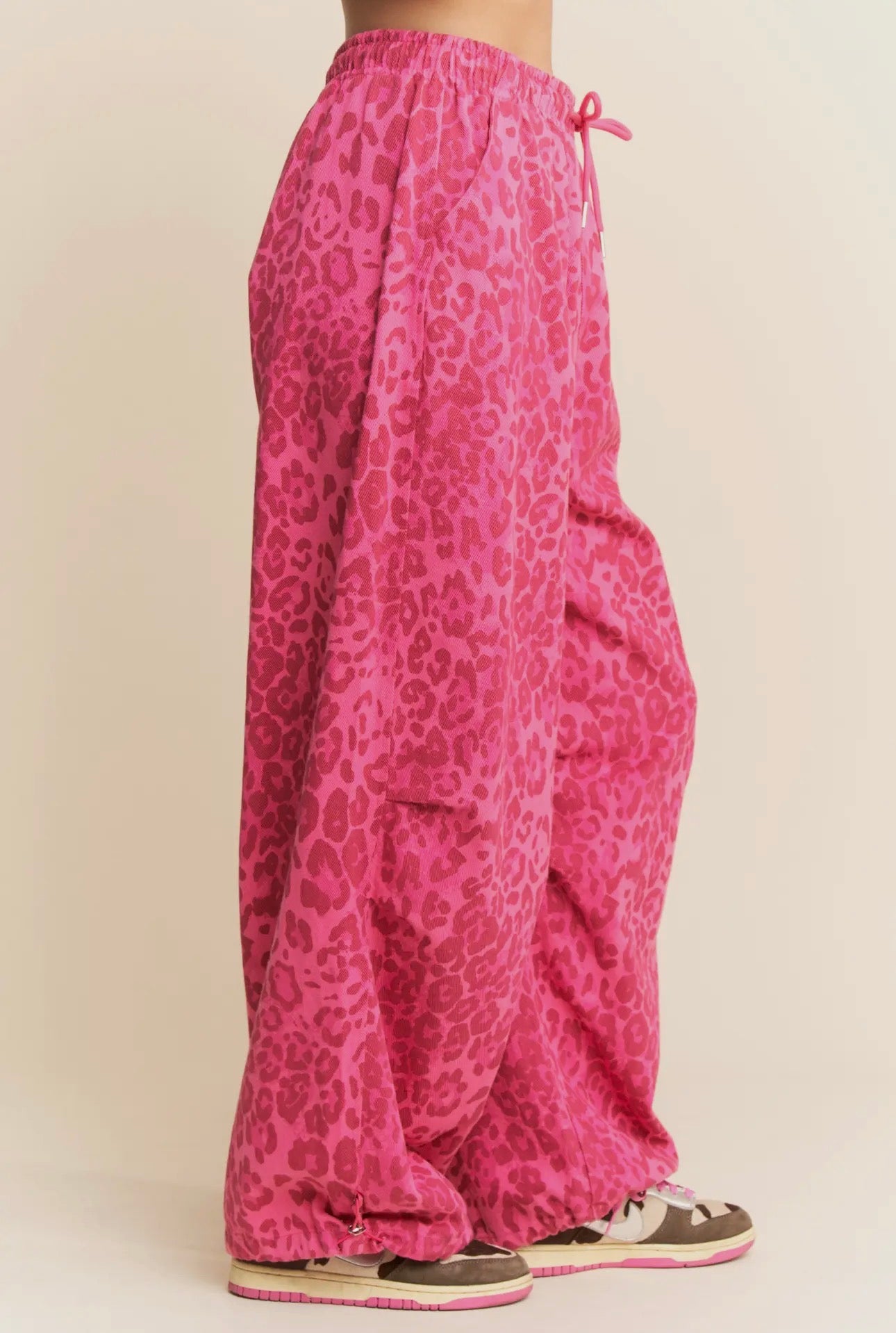 Pink Leopard Denim Joggers