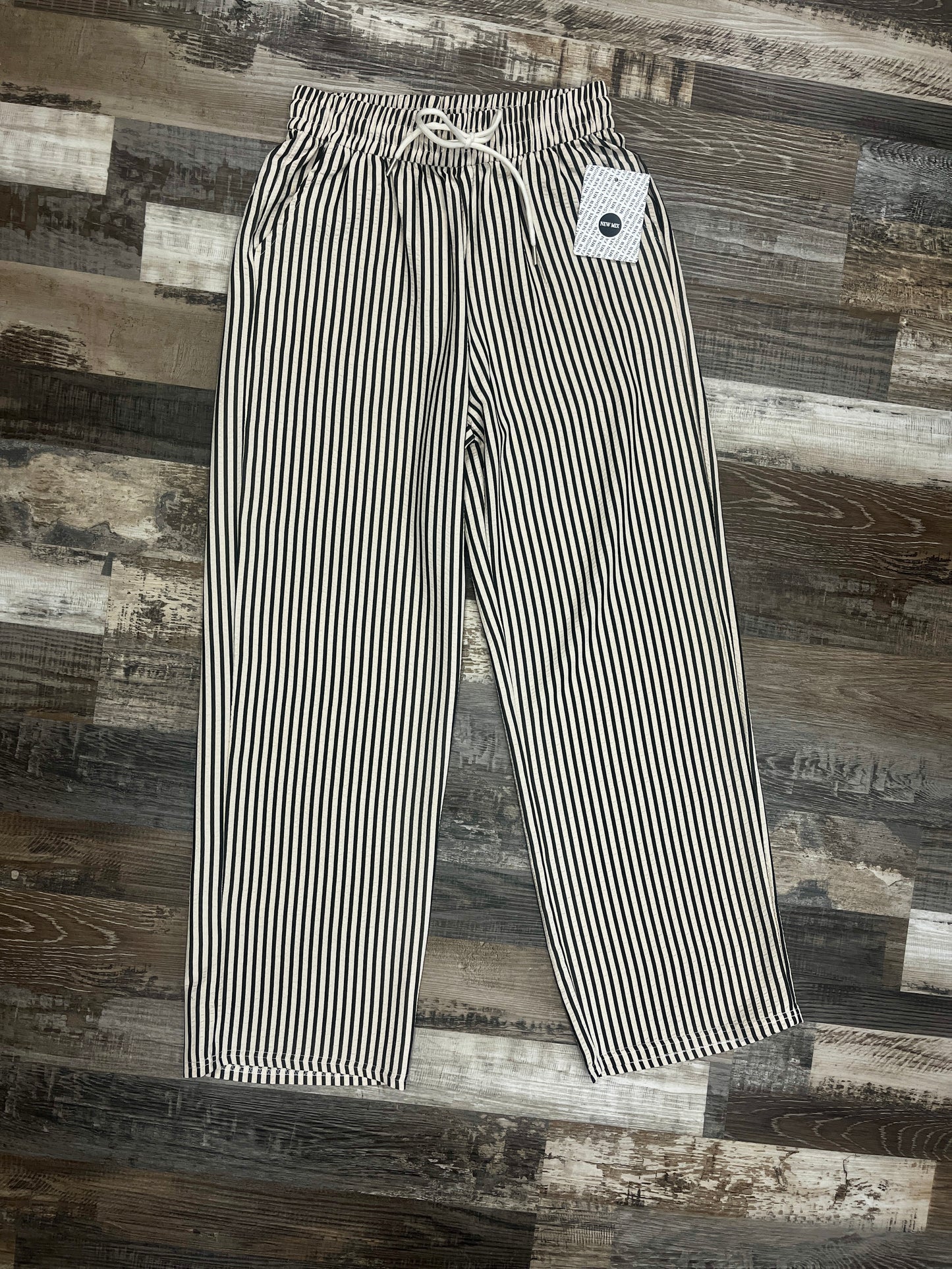 Taupe & Black Striped Pant