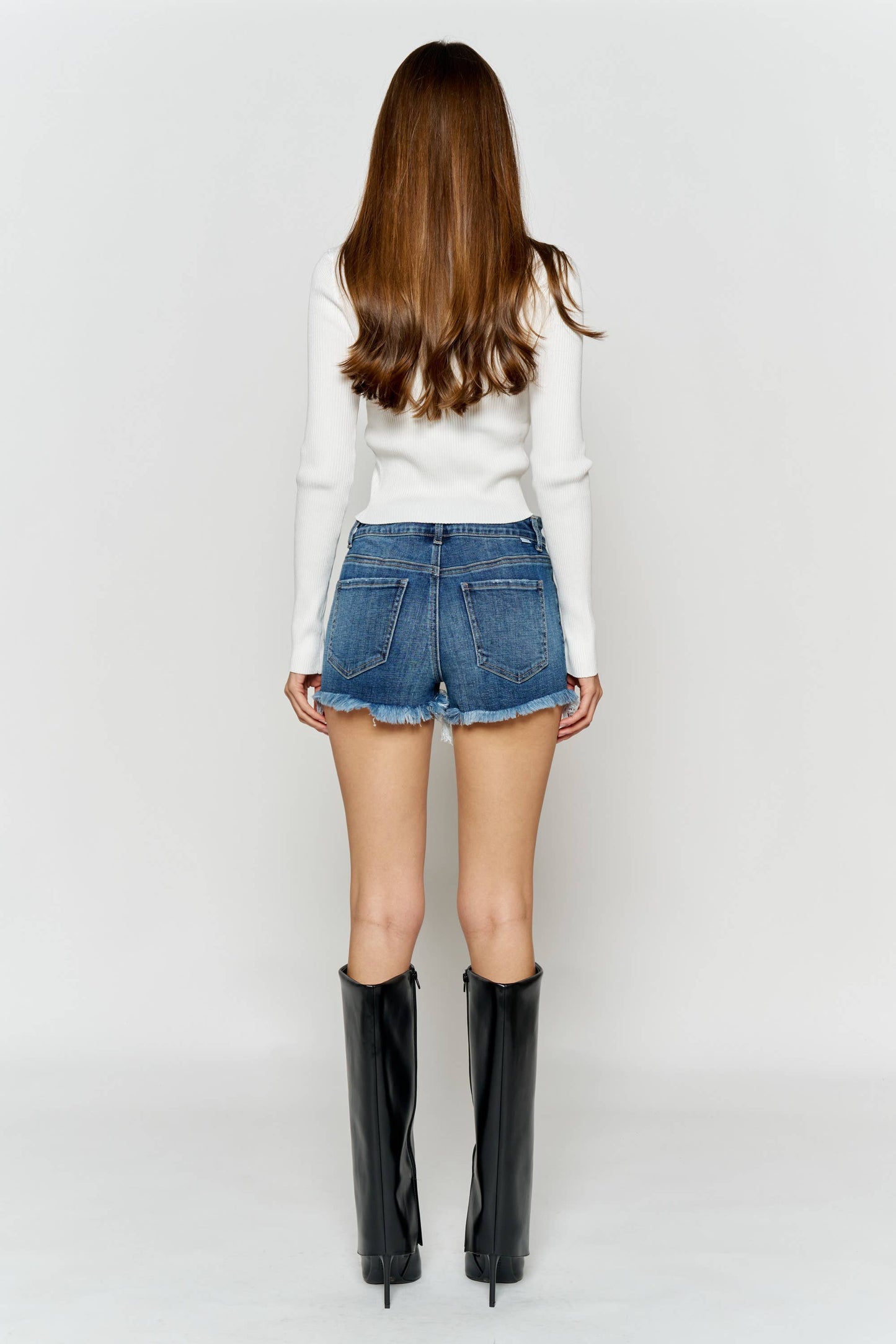 Distressed Cut-Off Denim Shorts