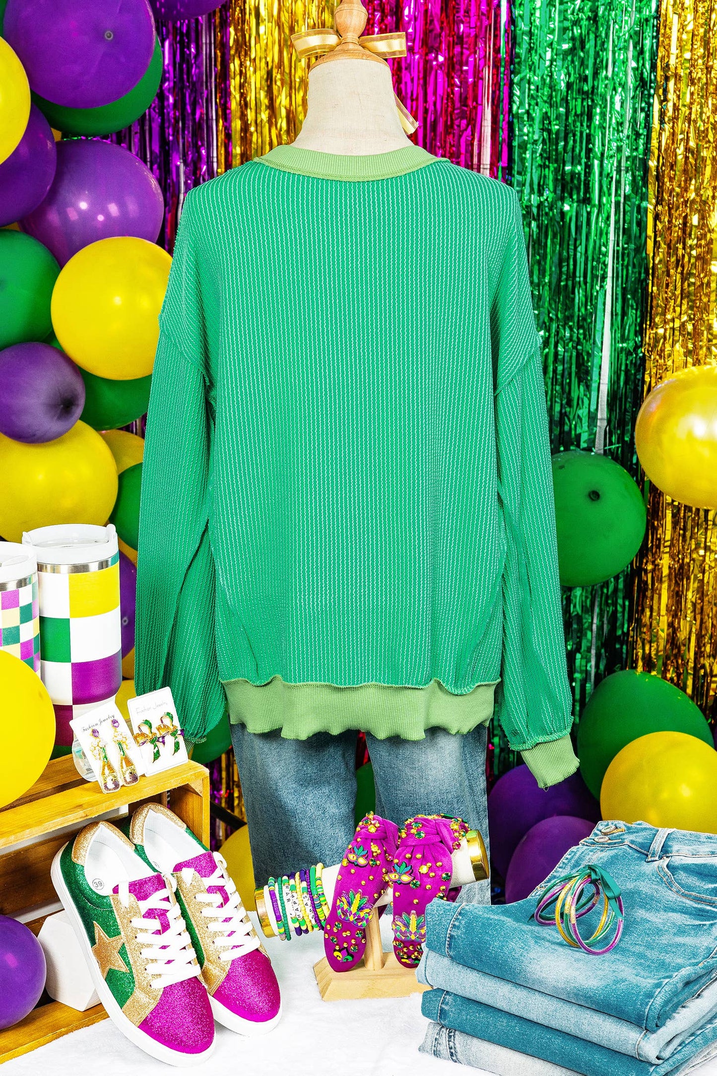 Mardi Gras Sequin Patch Top