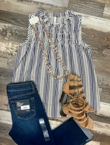 Smocked Striped Top