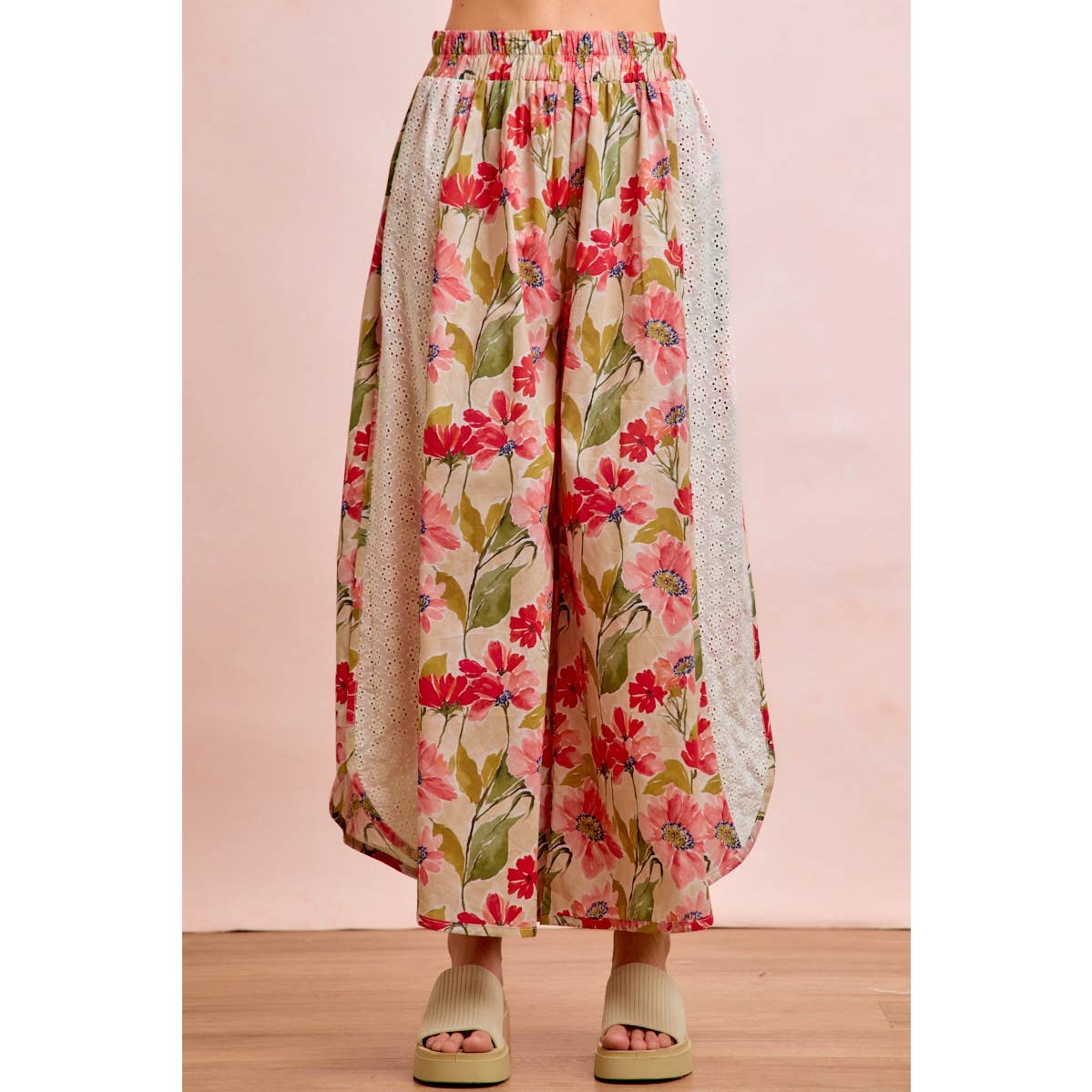 Floral & Eyelet Wide Leg Pant