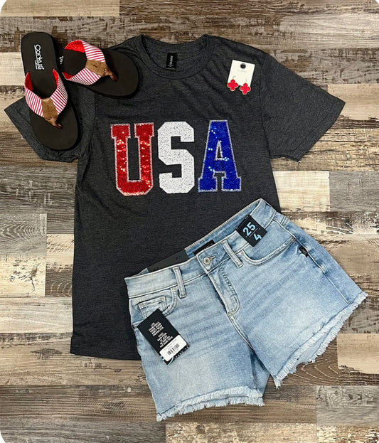USA Glitter Tee