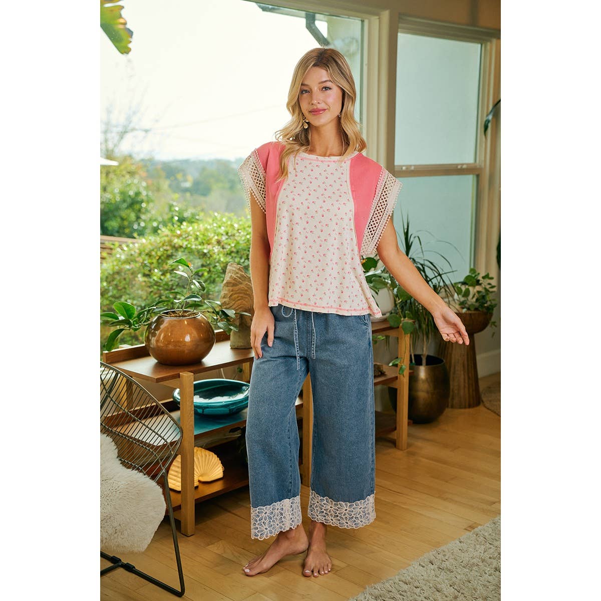 A Little Lace Denim Pant