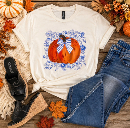Blue Bow Pumpkin Tee